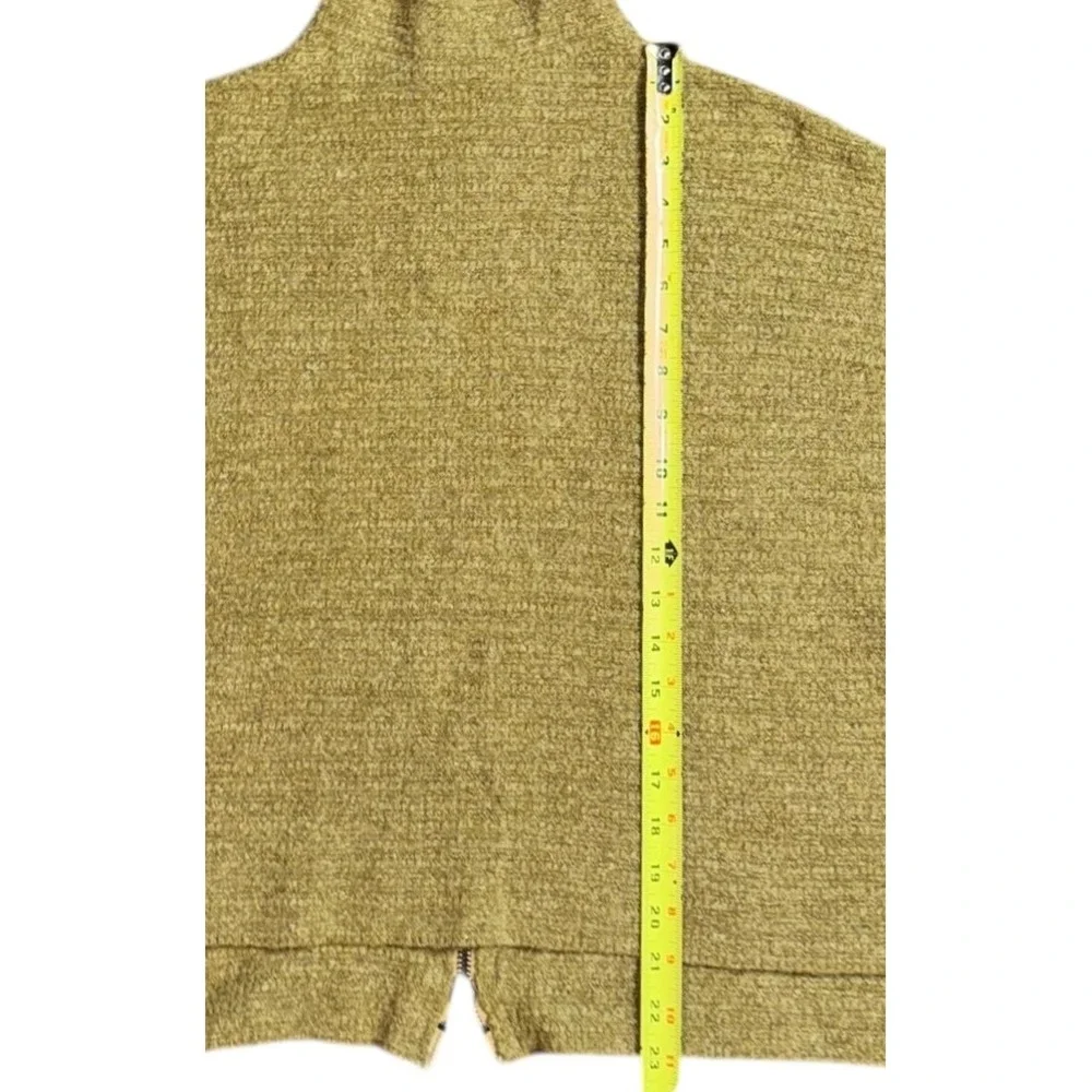 Free People Mock Neck Zip Front Textured Sweater Olive‎ Green XS - Picture 3 of 10